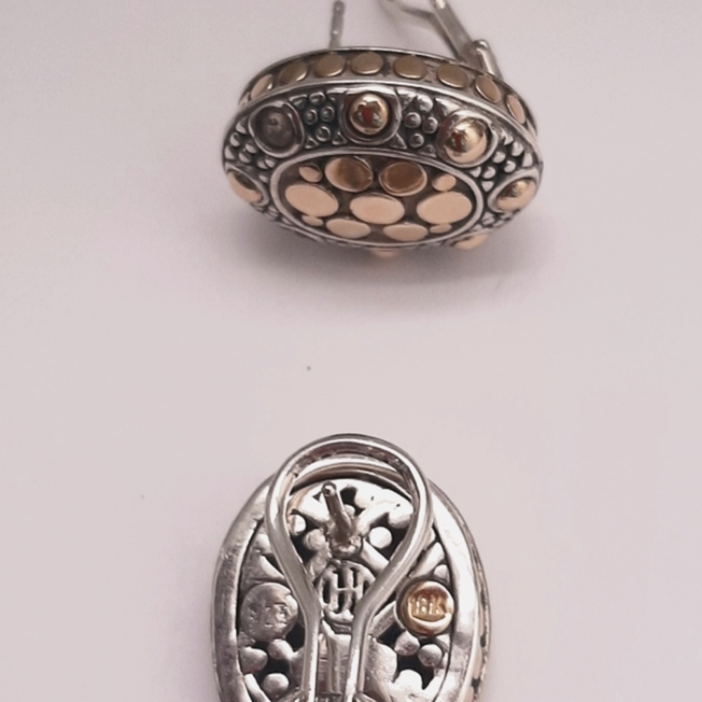 *SOLD* John Hardy Sterling Silver / 18K Yellow Gold Jaisalmer Dot Earrings - Picture 5 of 8